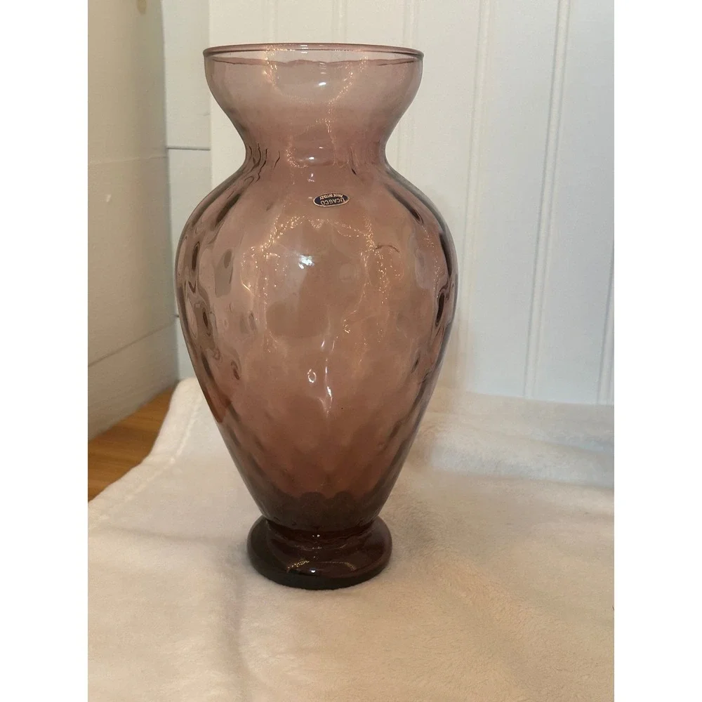 Vintage Ucagco Glass Vase Decor Purple Excellent Italian‎ Thumbprint Optic MCM